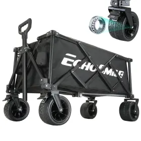 Echosmile 765154202846 Collapsible Folding Utility Wagon Cart Adjustable Handle 400lb Capacity Bl