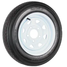 480-12 Ecustomrim 191215005383 Trailer Tire On Rim 4.80-12 4.80 X 12 Inch Lrb 5 Lug Wheel White Spoke