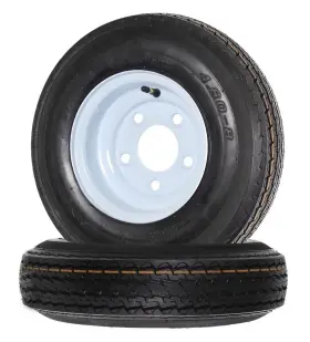 53940-2 Ecustomrim 2-pack Trailer Tire On Rim 480x8 4.80-8 480-8 Load Range C 5 Lug White Wheel