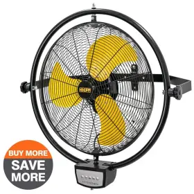 Hd-fan-w20rs Edendirect 20% Off Free Shipping 20 Inch 3-speed Oscillating High Velocity Yellow Wall Moun