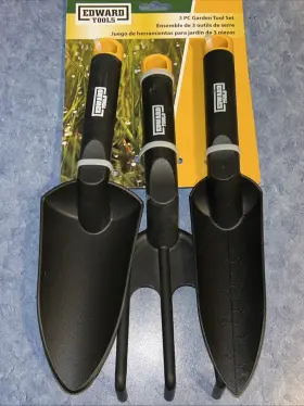 Edward Tools 758913611652 3 Pc Garden Tool Set Trowel Transplanter And Cultivator Break Prf