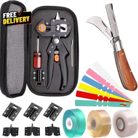 Electronic Tech 445010660609 6 Blades Enhanced 2 In 1 Garden Grafting Tool Kit For Fruit Trees With Grafti