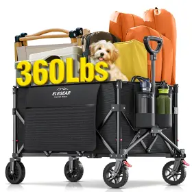 Sp-cs-0002-bk-el Elegear Wagon Cart Foldable Collapsible 150l 360lbs - Heavy Duty Large Capaci