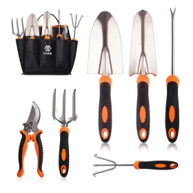 Elevon 810127320369 Gardening Tool Set Stainless Steel Heavy Duty Kit With Ergonomic Ha