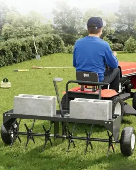 34dak2nraeo Eliteedge 48 Inch Tow Behind Lawn Aerator With 3 Deep Core Aeration For Black