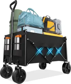 Tc004 Emslx Lightweight Folding Wagon Large Capacity Collapsible Grocery Cart On Big Wheels
