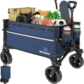 Rowagon002 Eruule Collapsible Wagon Cart With Wheels Foldable - Folding Utility Heavy Duty Wagons