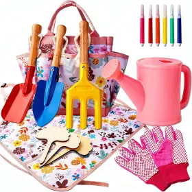 Ervige Official 753980338372 Kids Gardening Set - Tools For Includes Watering Can Shovel Rak
