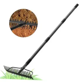 Ervnynt 648564862971 49 Inch Bow Rake Upgraded Dual-head 1.1 Diameter 17 Tines Adjustable
