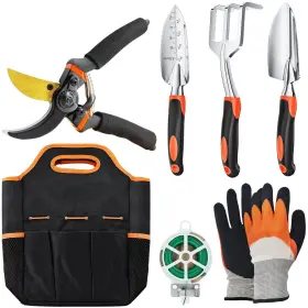Esow 707943907631 Garden Tool Set 7 Pcs Includes Castaluminum Heavy Duty Hand Trowel Transplant Tr