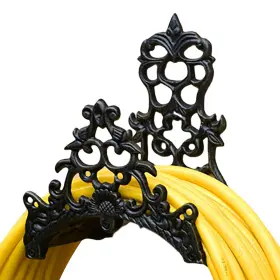 Essenhome E-20220526-01 Decorative Garden Hose Holder Hanger Heavy Duty Cast Iron Yard