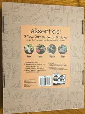 98860 Essentials New Metal Garden Tools Gift Set Gloves Trowel Pruner Cultivator Floral 3 Piece #2