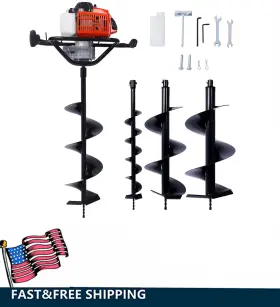Etsg 699909577333 63cc Auger Post Hole Digger Gas Powered With 4in 6in 8in 10in 12in Drill Bit