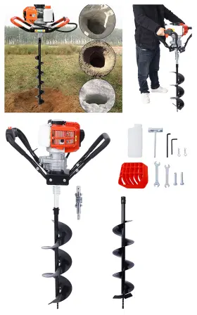 Etsg 699933137251 43cc Gas Powered Auger Post Hole Digger With 6 Inch 8 Earth Drill Bits Planting