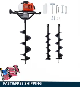 Etsg 699959421532 63cc Auger Post Hole Digger 2 Stroke Gas Powered With 4in 6in 8in Drill Bits
