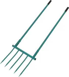 Euokok 313054523587 Heavy Duty Broadfork Garden Tool 5 Tines 20in Wide Ergonomic Hand Tiller
