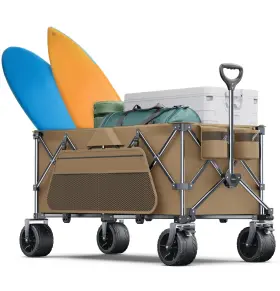 Everyfun 198168430194 440lbs Collapsible Wagon Cart Beach With Big Wheels Utility Wagons