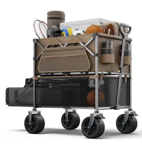 Everyfun 198168739341 Foldable Wagon Cart 480lbs Double Decker Beach Carts With Big Wheels&si