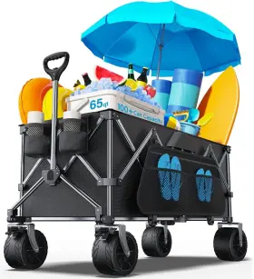 Everyfun Pro 408213448666 440lbs Collapsible Wagon Carts Foldable With Big Wheels Heavy Duty