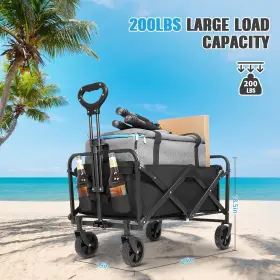 Evliquil 977261246611 Collapsible Foldable Beach Wagon Carts With Wheels Folding Utility Groc #2