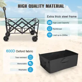 Evliquil 977261246611 Collapsible Foldable Beach Wagon Carts With Wheels Folding Utility Groc #3