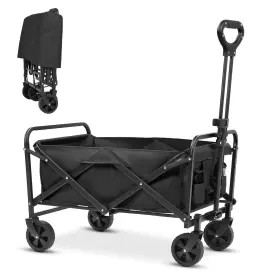 Evliquil 977261246611 Collapsible Foldable Beach Wagon Carts With Wheels Folding Utility Groc