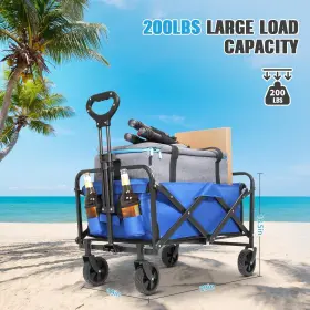 Evliquil 977261246628 Collapsible Foldable Beach Wagon Carts With Wheels Folding Utility Groc #2