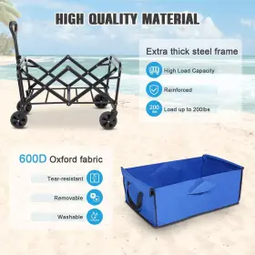 Evliquil 977261246628 Collapsible Foldable Beach Wagon Carts With Wheels Folding Utility Groc #3