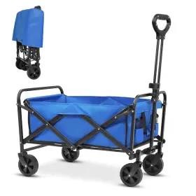 Evliquil 977261246628 Collapsible Foldable Beach Wagon Carts With Wheels Folding Utility Groc