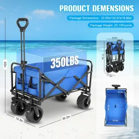 Evliquil 977261246666 Beach Wagon Collapsible Foldable Cart With Big Wheels Utility #2