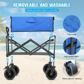 Evliquil 977261246666 Beach Wagon Collapsible Foldable Cart With Big Wheels Utility #3