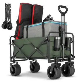 Evliquil 977261246673 Beach Wagon Collapsible Foldable Cart With Big Wheels Utility Folding G