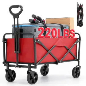 Sh01tc-t001 Evliquil Collapsible Foldable Wagon Wagons Carts With Wheels Utility Grocery