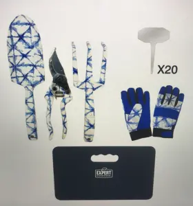 Expert Gardener 820909989202 25pcs Garden Landscaping Tool Set Shibori Pattern Durable Blue