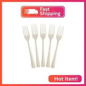 94611 Exquisite Ivory Plastic Forks 50 Pieces Disposable Utensils Heavy Du
