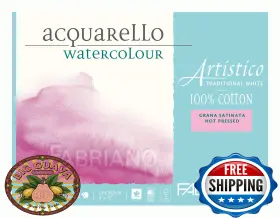B0049uvius Fabriano Artistico Watercolor Block 9x12 Inch 140lb Hot Press 20 Sheets White