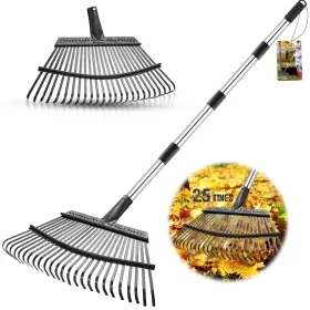 Rakes-a1 Fabulas Rake For Leaves 65 Inch Adjustable Long Handle Garden Leaf 18 Black