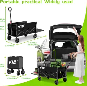 V1max Factory Collapsible Folding Wagon 180l Extra Long Extender Cart Beach #2