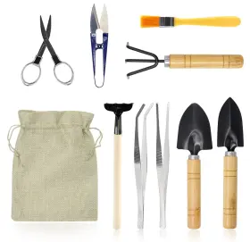 Pzgj-10pc Falidi Bonsai Set 10 Pcs-mini Gardening Tools Kit For Indoor Outdoor Bonzai I