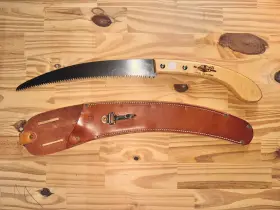 14-fs14 Fanno Saw Works Fs14 13 Inch Long Handle Fixed Blade Leather Scabbard