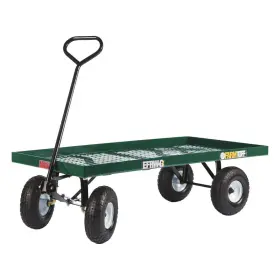 Farm-tuff 884091502649 Durable Metal Deck Garden Wagon With Flat-free Tires Green 24 Inch X 48