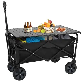 Fdw 195030082925 Folding Wagon Collapsible Garden Cart With Foldable Table Board Universal