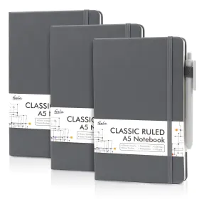 B097gwwpm6 Feela 3 Pack A5 Hardcover Notebooks Journals Ruled With Black Pens