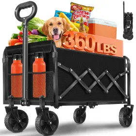 Ffq-wagon-carts-0503 Ffq Wagons Carts Foldable Collapsible Wagon Lightweight Portable 360 Lbs - Black