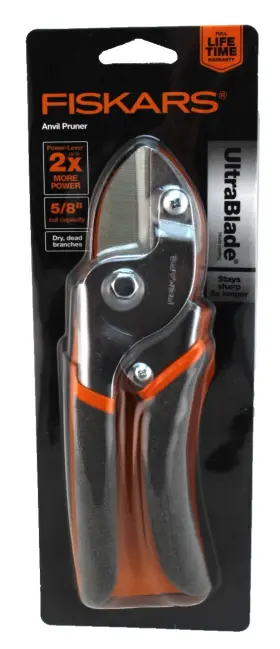 Fiskars 046561181109 Nwt Anvil Pruner 2x Power Lever Ultrablade Coat Steel 5/8 Inch Cut Capacity