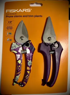 Fiskars 046561195816 2pc Pruning Set 1 Pruner Floral Snip 1/2 Inch Cut Capacity Cool Colors New