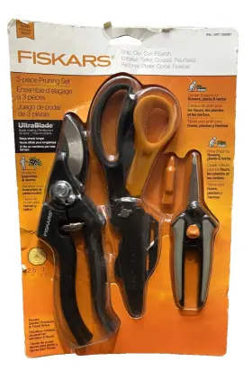 Fiskars 046561804404 3-piece Pruning Set - Pruner / Garden Scissors Floral Snips Nos