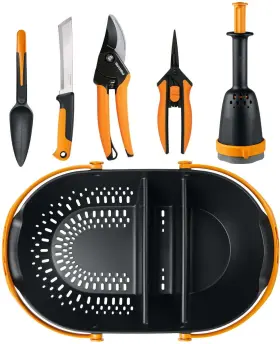 1066638 Fiskars Gardening Tool Set 6-piece Stainless Steel Black/orange