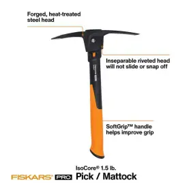 1073767 Fiskars 14 Inch 2-piece Pickaxe And Multi-purpose Hori Knife Garden Tool Set #2