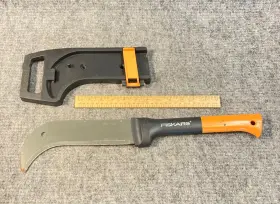30808 Fiskars Brush Hook Axe Curved Blade 19 Inch With Safety Sheath
